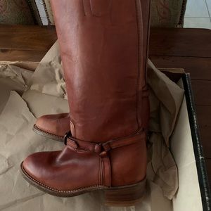 USA made New Old Stock 80’s Vintage Cognac Brown FRYE Riding Leather Boots RARE